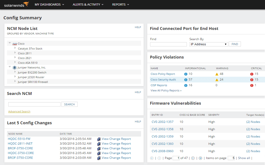 Router Management Router Configuration Management Software SolarWinds