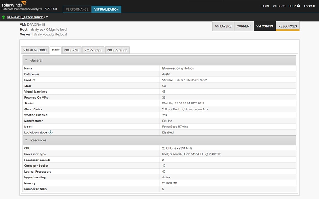 Monitor Virtualization Database Performance SolarWinds