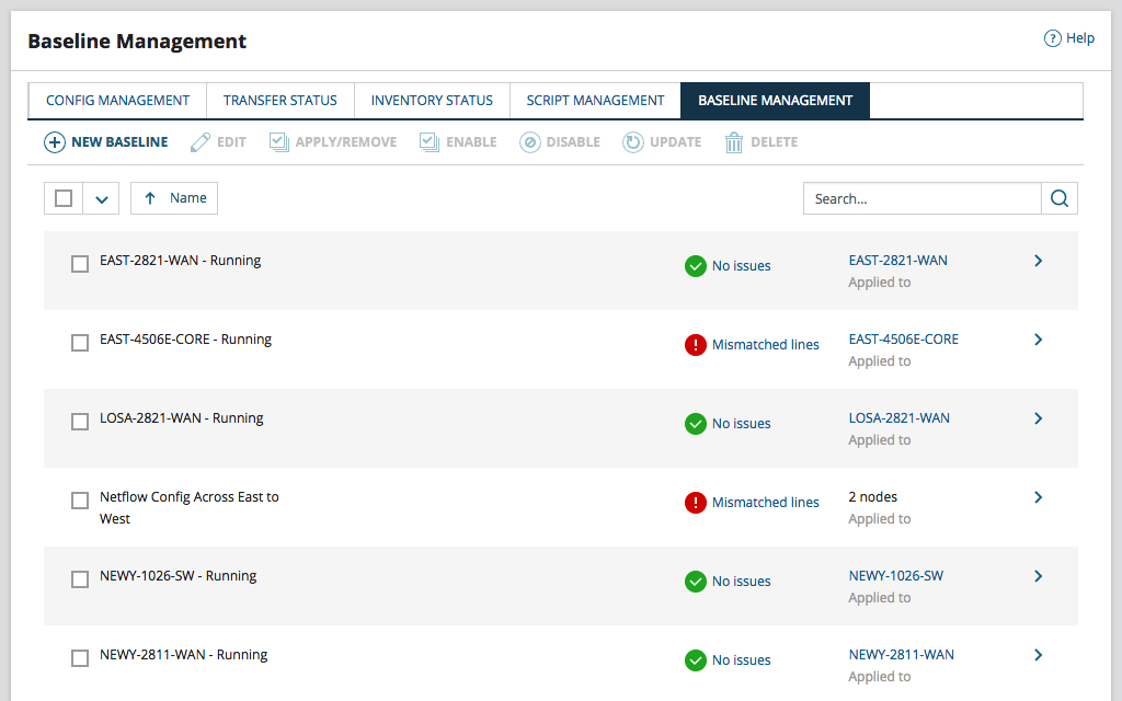 Baseline & Configuration Drift Management Tool SolarWinds