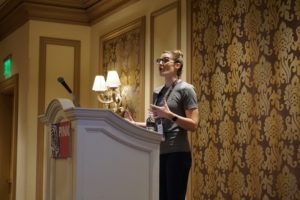 Liz Beckner presenting at Pink19