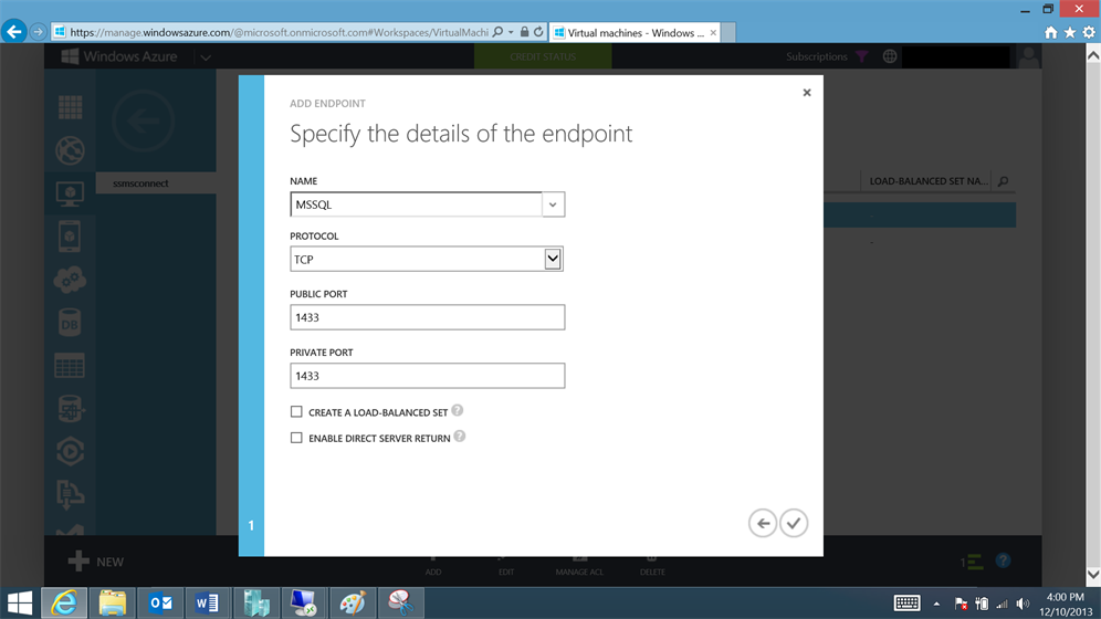 Connect Azure VM SSMS 2