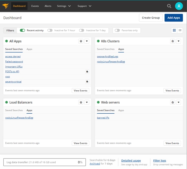 Customizable Papertrail dashboard image