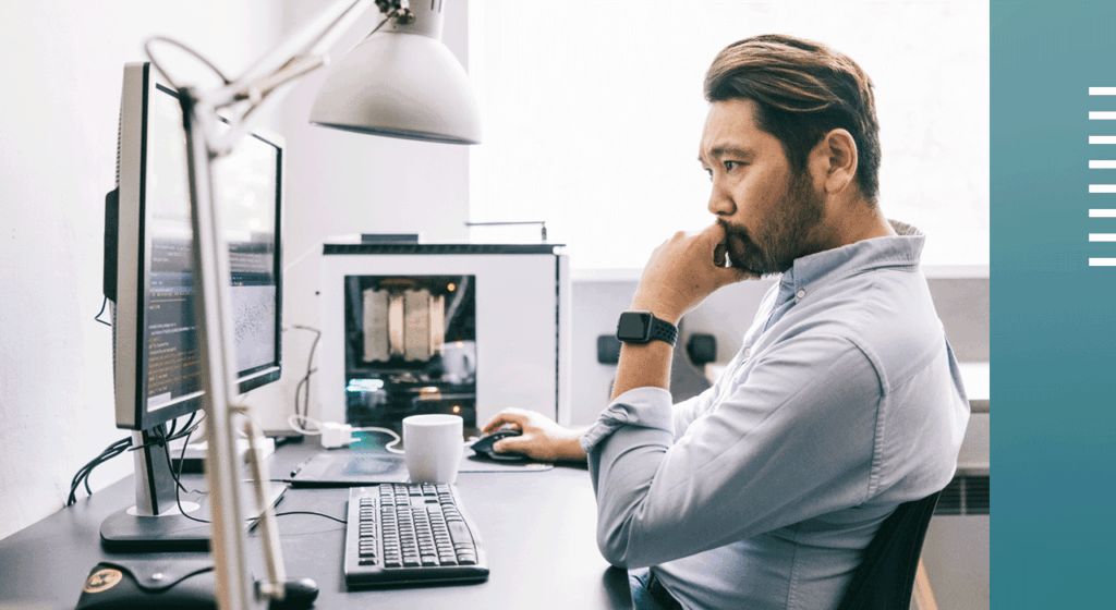 Man staring at computer screen