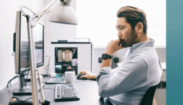 Man staring at computer screen