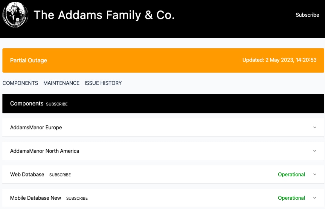 SolarWinds Incident Response Status Pages