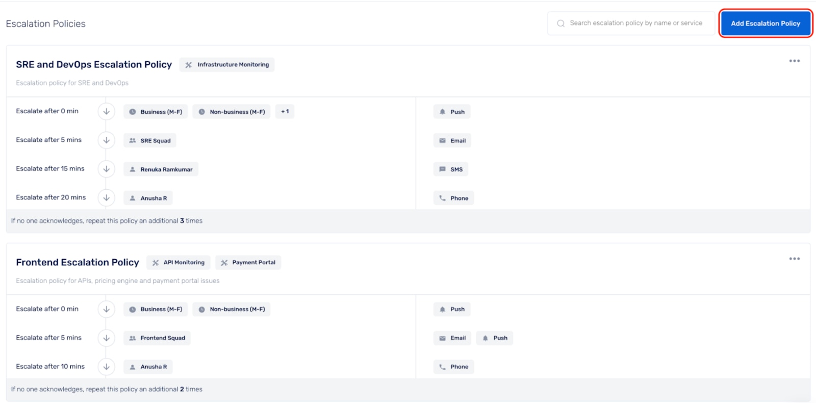 SolarWinds Incident Response Esalation Policies